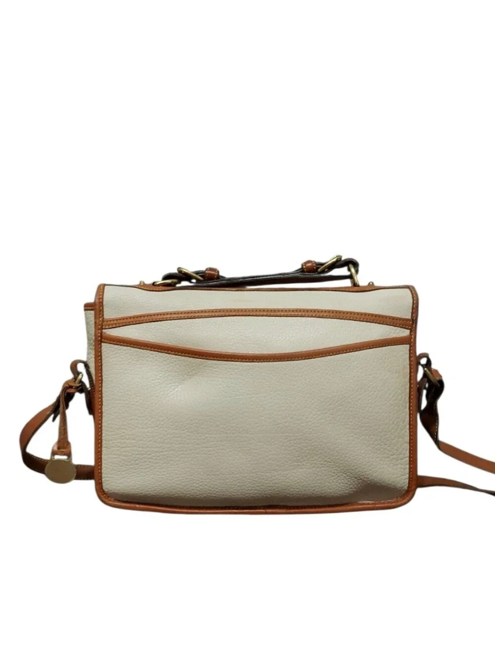 Dooney & Bourke R701 Carrier Bone & British Tan  Leather Shoulder Bag 1990's